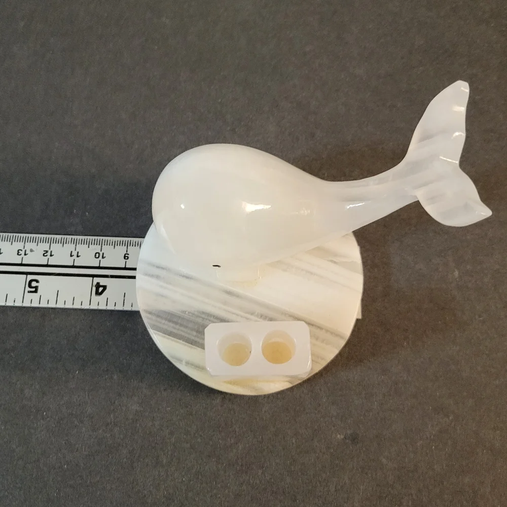 Vintage Marble Carved Whale Pencil Holder